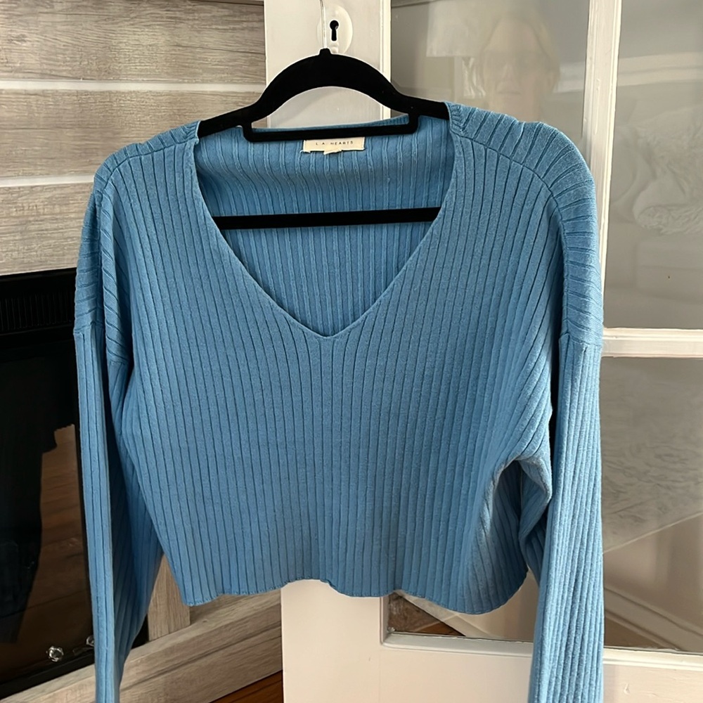 Blue  la hearts v neck sweater